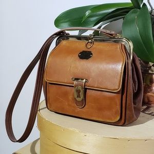 Vintage brown leather crossbody purse bag